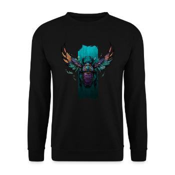 Celestial Guardian: Winged Scarab Elegance - Unisex Sweatshirt - black - Front - Alina (178cm) & Michal (187cm)