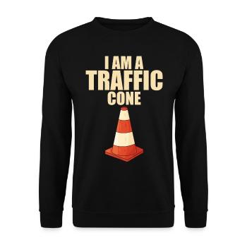 I Am A Traffic Cone Lustiges Halloween Kostüm - Unisex Pullover - Schwarz - Vorne - Alina (178cm) & Michal (187cm)