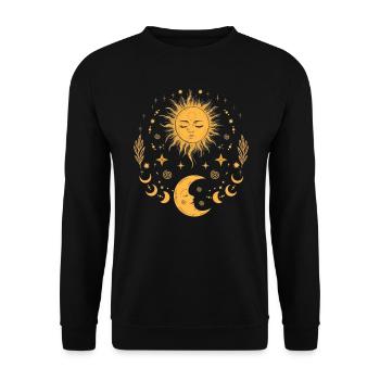 Vintage Sun Moon & Stars, Celestial Boho - Unisex Sweatshirt - black - Front - Alina (178cm) & Michal (187cm)