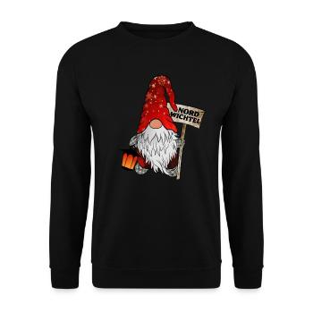 Nord Gnome Christmas gnome with Nordic flair - Unisex Sweatshirt - black - Front - Alina (178cm) & Michal (187cm)