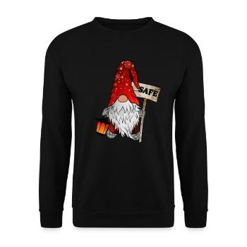 Safe Wichtel – Weihnachtsgnom - Unisex Pullover - Schwarz - Vorne - Alina (178cm) & Michal (187cm)