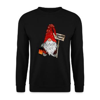 Quality Time Gnome – Christmas Gnome - Unisex Sweatshirt - black - Front - Alina (178cm) & Michal (187cm)