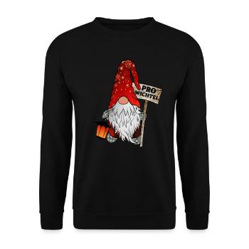 Pro Wichtel – Weihnachtsgnom - Unisex Pullover - Schwarz - Vorne - Alina (178cm) & Michal (187cm)