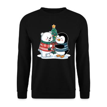 Polar Bear Penguin Christmas North Pole South Pole Visit - Unisex Sweatshirt - black - Front - Alina (178cm) & Michal (187cm)