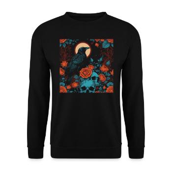 Rabe sitzt auf dem Schädel - Unisex Pullover - Schwarz - Vorne - Alina (178cm) & Michal (187cm)