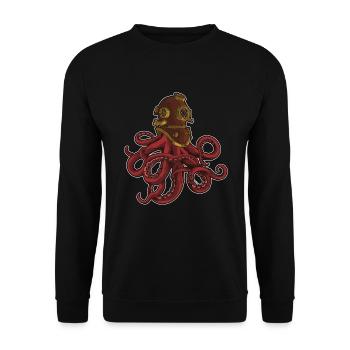 Tintenfisch Taucher | Tiefseetauchen - Unisex Pullover - Schwarz - Vorne - Alina (178cm) & Michal (187cm)