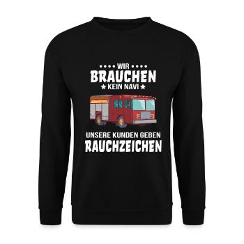 Feuerwehr Spruch Feuerwehrwagen Feuerwehrauto - Unisex Pullover - Schwarz - Vorne - Alina (178cm) & Michal (187cm)