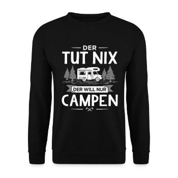 Der Tut Nix Der Will Nur Campen Wohnmobil Camping - Unisex Pullover - Schwarz - Vorne - Alina (178cm) & Michal (187cm)