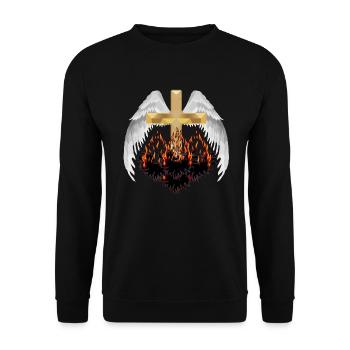 Cross Heaven Hell Beyond Reincarnation Satan - Unisex Sweatshirt - black - Front - Alina (178cm) & Michal (187cm)