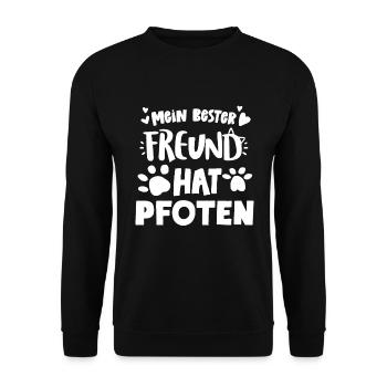 Mein bester Freund hat Pfoten Katzen Katzenbesitze - Unisex Pullover - Schwarz - Vorne - Alina (178cm) & Michal (187cm)