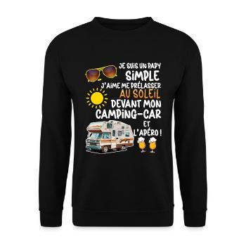 Mon papy Aime Le Camping-car Humour Homme - Sweat-shirt Unisexe - noir - Devant - Alina (178cm) & Michal (187cm)