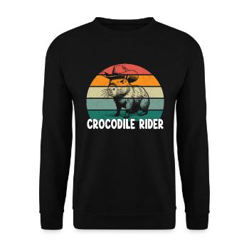 Crocodile Rider Capybara - Unisex Pullover - Schwarz - Vorne - Alina (178cm) & Michal (187cm)