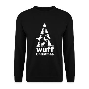 Wuff Christmas Hunde Weihnachten Geschenk xmas dog - Unisex Pullover - Schwarz - Vorne - Alina (178cm) & Michal (187cm)