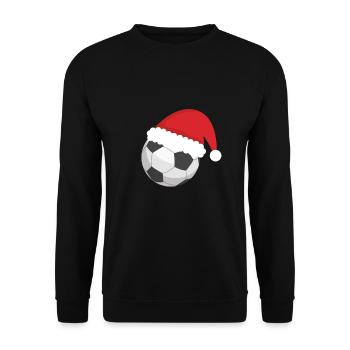 Fußball mit Weihnachtsmütze Weihnachten Sport - Unisex Pullover - Schwarz - Vorne - Alina (178cm) & Michal (187cm)