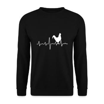 Poulet Heartbeat Poulet coq Heartbeat Farm - Sweat-shirt Unisexe - noir - Devant - Alina (178cm) & Michal (187cm)