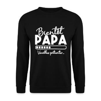 Bientôt papa veuillez patienter - Sweat-shirt Unisexe - noir - Devant - Alina (178cm) & Michal (187cm)