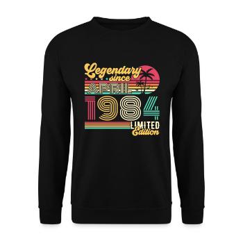 April 1984 Legendary Vintage Birthday Gift - Unisex Sweatshirt - black - Front - Alina (178cm) & Michal (187cm)