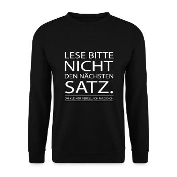 Please don't read the next sentence you rebel - Unisex Sweatshirt - black - Front - Alina (178cm) & Michal (187cm)