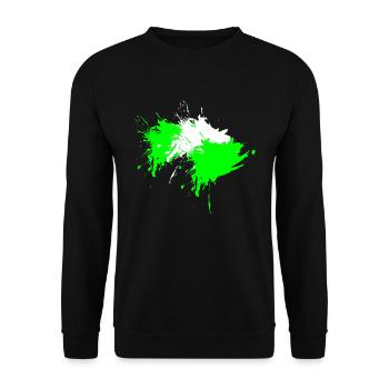 Klecks Fleck Flecke Weiß Hellgrün Vektor Design - Unisex Pullover - Schwarz - Vorne - Alina (178cm) & Michal (187cm)