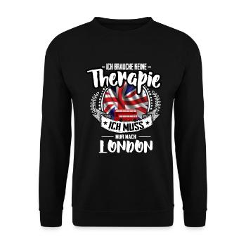 Ich brauche keine Therapie - London - Unisex Pullover - Schwarz - Vorne - Alina (178cm) & Michal (187cm)