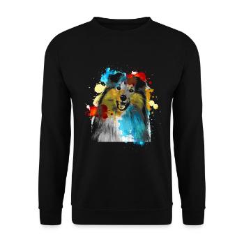 Sheltie Watercolors Colorful - Unisex Sweatshirt - black - Front - Alina (178cm) & Michal (187cm)