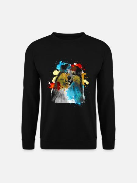 Sheltie Wasserfarben Bunt - Unisex Pullover - Schwarz