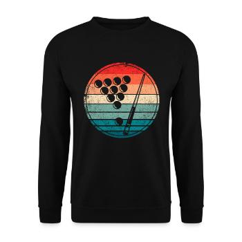 Retro Billard Billardkugeln Billardspieler - Unisex Pullover - Schwarz - Vorne - Alina (178cm) & Michal (187cm)