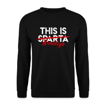 Kreisliga Spruch Fußball Sparta Soccer lustig - Unisex Pullover - Schwarz - Vorne - Alina (178cm) & Michal (187cm)