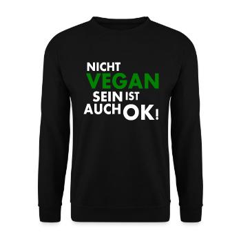 Nicht vegan sein ist auch ok - Unisex Pullover - Schwarz - Vorne - Alina (178cm) & Michal (187cm)