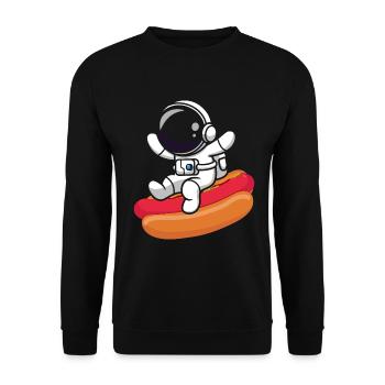 Hot Dog Fast Food Astronaut Astronomy - Unisex Sweatshirt - black - Front - Alina (178cm) & Michal (187cm)