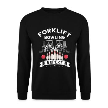 Gabelstaplerfahrer und Lagerhaus Gabestaplerfahrer - Unisex Pullover - Schwarz - Vorne - Alina (178cm) & Michal (187cm)