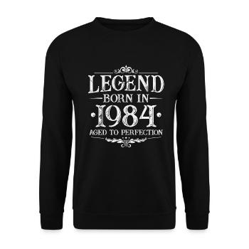 Légende depuis 1984 Vintage Born Anniversaire - Sweat-shirt Unisexe - noir - Devant - Alina (178cm) & Michal (187cm)