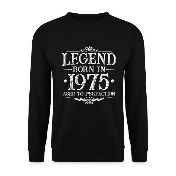 Légende depuis 1975 Vintage Born Anniversaire - Sweat-shirt Unisexe - noir - Devant - Alina (178cm) & Michal (187cm)