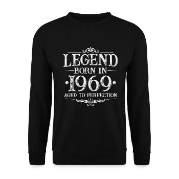 Légende depuis 1969 Vintage Born Anniversaire - Sweat-shirt Unisexe - noir - Devant - Alina (178cm) & Michal (187cm)