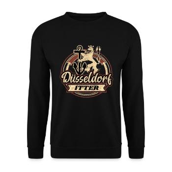 Düsseldorf Itter Retro Design - Unisex Pullover - Schwarz - Vorne - Alina (178cm) & Michal (187cm)