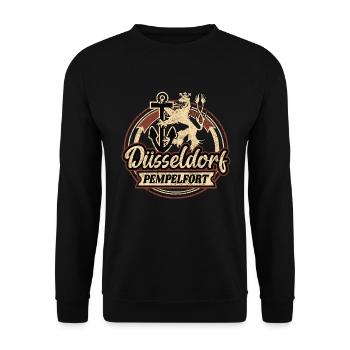 Düsseldorf pempelfort Retro Design - Unisex Pullover - Schwarz - Vorne - Alina (178cm) & Michal (187cm)