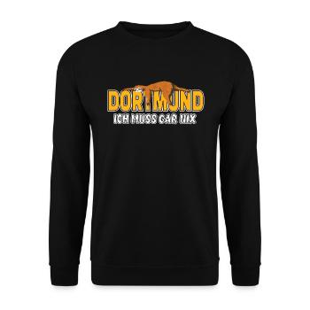 Dortmund ich muss gar nix Faultier Heimat - Unisex Pullover - Schwarz - Vorne - Alina (178cm) & Michal (187cm)