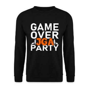 Game Over JGA Party - Unisex Pullover - Schwarz - Vorne - Alina (178cm) & Michal (187cm)