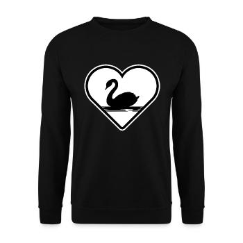 Swan "Swan in the heart" in love with nature at the Swan Lake - Unisex Sweatshirt - black - Front - Alina (178cm) & Michal (187cm)
