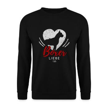 Boxer Liebe mit Herz - Unisex Pullover - Schwarz - Vorne - Alina (178cm) & Michal (187cm)