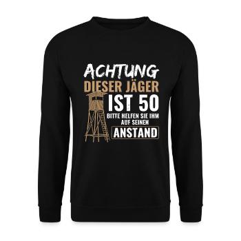 Jagen Jäger Jagd - Unisex Pullover - Schwarz - Vorne - Alina (178cm) & Michal (187cm)