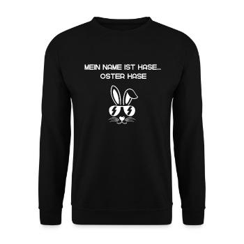 Mein Name ist Hase... OsterHase - Unisex Pullover - Schwarz - Vorne - Alina (178cm) & Michal (187cm)