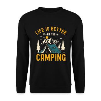 Life is Better at The Camping - Unisex Sweatshirt - black - Front - Alina (178cm) & Michal (187cm)