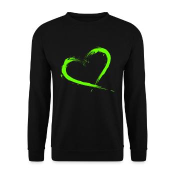 Herz Design Bürste Grün Hellgrün - Unisex Pullover - Schwarz - Vorne - Alina (178cm) & Michal (187cm)