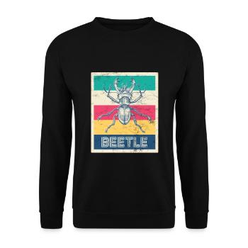 Retro stag beetle "Beetle" - Unisex Sweatshirt - black - Front - Alina (178cm) & Michal (187cm)