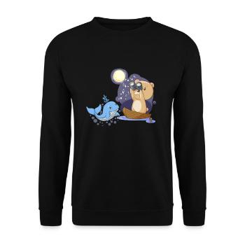 Ours en peluche marin avec baleine fantaisie enfants - Sweat-shirt Unisexe - noir - Devant - Alina (178cm) & Michal (187cm)