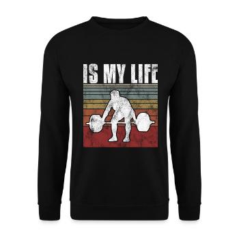 Bodybuilding is my life Bodybuilder GYM weight training - Unisex Sweatshirt - black - Front - Alina (178cm) & Michal (187cm)