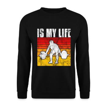 Bodybuilding is my life Bodybuilder GYM Kraftsport - Unisex Pullover - Schwarz - Vorne - Alina (178cm) & Michal (187cm)