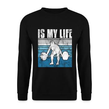 Bodybuilding is my life Bodybuilder GYM Kraftsport - Unisex Pullover - Schwarz - Vorne - Alina (178cm) & Michal (187cm)