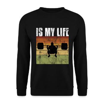 This is my life Bodybuilding Bodybuilder Fitness - Unisex Pullover - Schwarz - Vorne - Alina (178cm) & Michal (187cm)